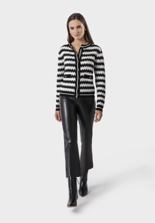 Kardigan w czarno-białe zygzaki ze złotą nitką