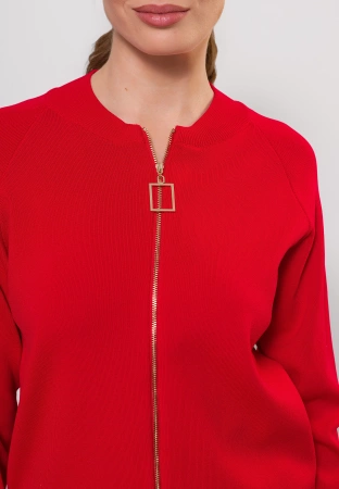 Czerwony kardigan z ozdobnym suwakiem