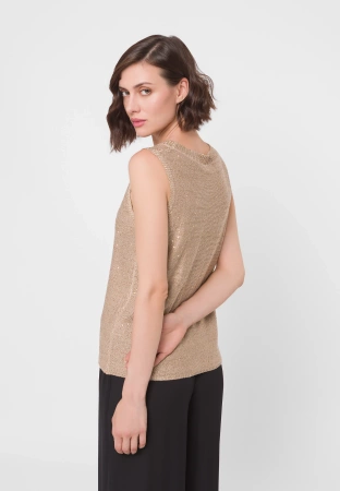 Wiskozowa bluzka na szerokich ramiączkach w złotym kolorze