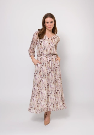 Długa sukienka z wiskozy w drobny print