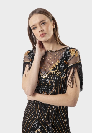 Cekinowa sukienka z frędzlami