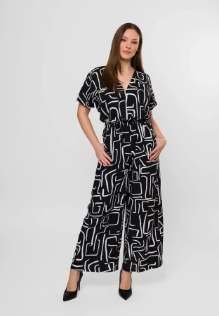 Czarno-biały kombinezon z wiskozy
