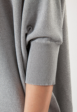 Tunika w szarym kolorze ze srebrną nicią