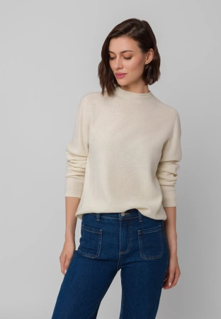 Ecru wełniany sweter z błyszczącymi drobinkami