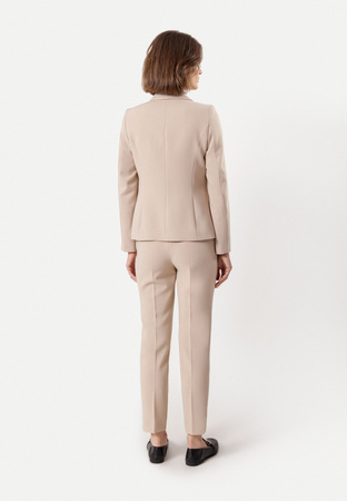 Beżowe spodnie w kant z wiskozą