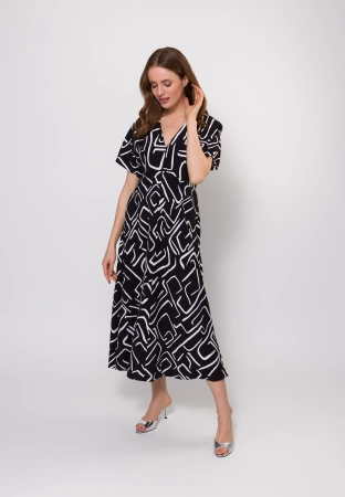 Czarno-biała sukienka z wiskozy
