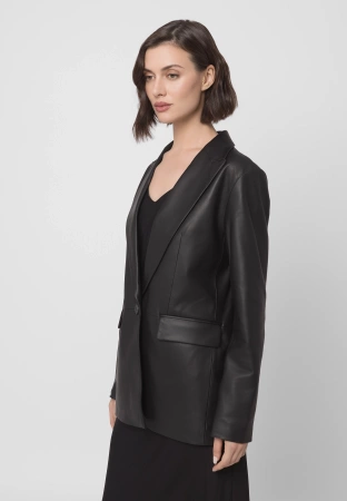 Długi skórzany żakiet