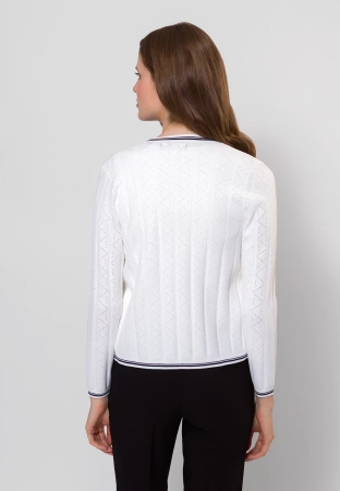 Ażurowy kardigan z ozdobnymi guzikami w kolorze ecru