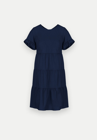 Bawełniana granatowa sukienka z falbanami