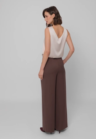 Szerokie garniturowe spodnie w kolorze brązowym