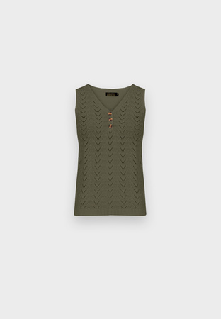 Ażurowa bluzka na szerokich ramiączkach w kolorze zielonym