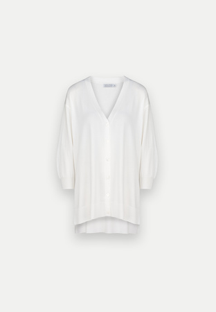 Ecru kardigan o dłuższym kroju z wiskozy