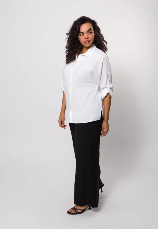 Ecru koszula z domieszką lnu