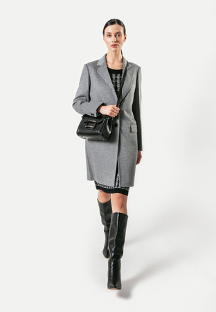 Szary płaszcz dyplomatka 100% wełna