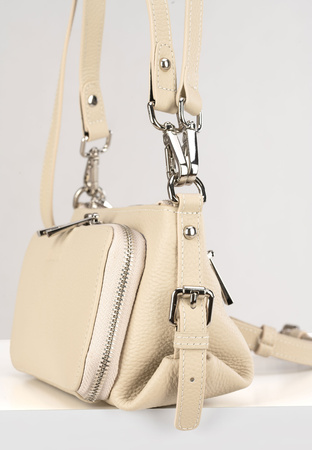 Ecru skórzana torebka z portfelem