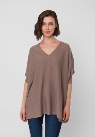 Brązowa dzianinowa tunika z wiskozą