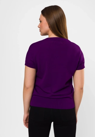 Fioletowa dzianinowa bluzka w serek