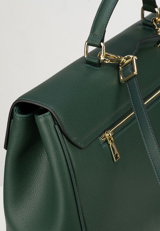 Duża zielona torba-plecak 100% skóra