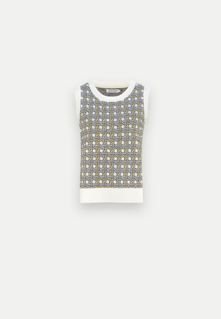 Dzianinowa kamizelka w geometryczny print