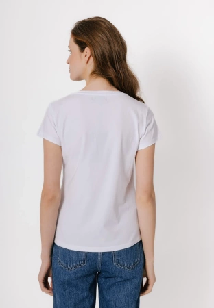 Biały bawełniany t-shirt w rybki