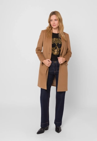 Camelowy płaszcz dyplomatka 100% wełna