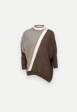 Asymetryczna tunika w brązowe paski