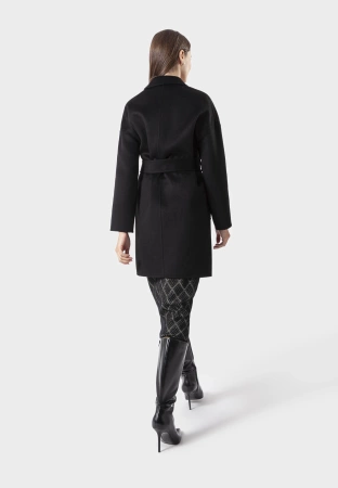 Krótki czarny płaszcz double face 100% wełna