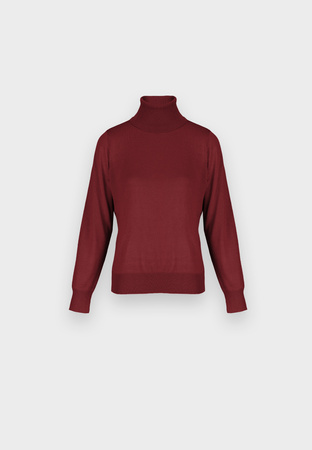 Bordowy cienki golf z wełną