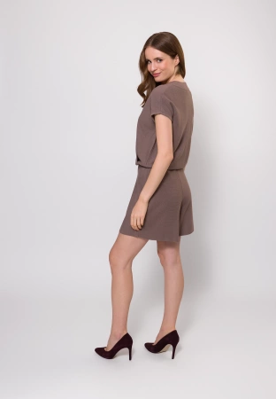 Brązowa kopertowa bluzka bez rękawów