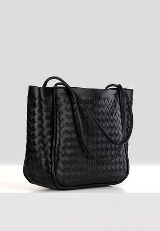Czarna pleciona shopperka
