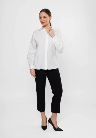 Ecru koszula z domieszką lnu