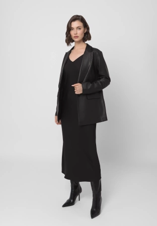 Długi skórzany żakiet