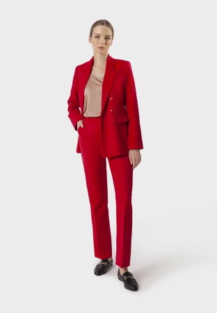 Długi dwurzędowy żakiet w czerwonym kolorze
