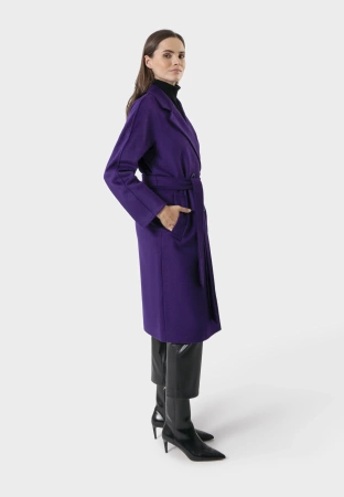 Fioletowy dwurzędowy płaszcz 100% wełna