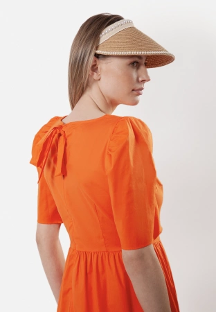 Pomarańczowa sukienka z wiązaniem
