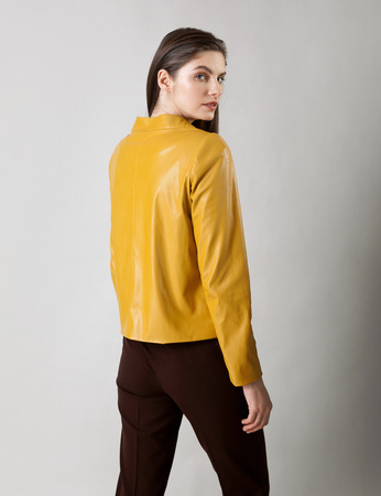 Kurtka z eko skóry w musztardowym kolorze