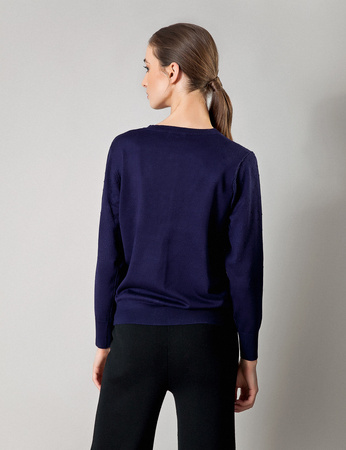 Granatowy kardigan ze złotymi guzikami