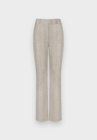 Szerokie spodnie w prążek z lnem