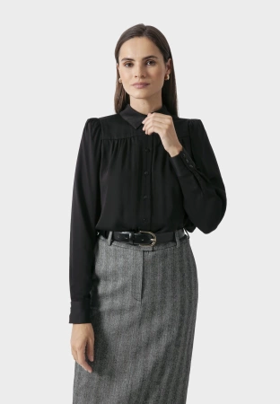 Czarna wiskozowa koszula z bufkami