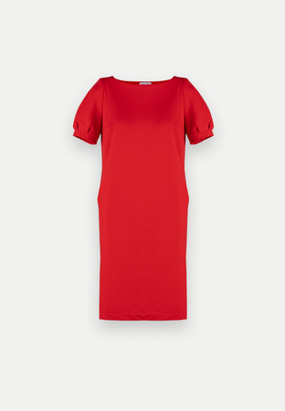 Czerwona bawełniana sukienka z kieszeniami