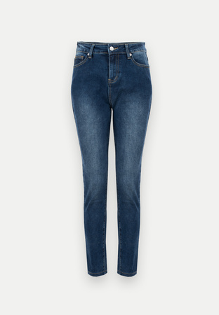 Granatowe jeansy rurki ze średnim stanem