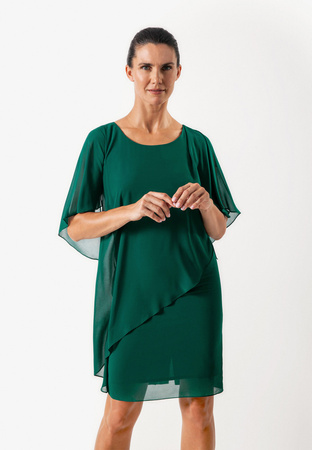 Zielona sukienka z asymetryczną falbaną