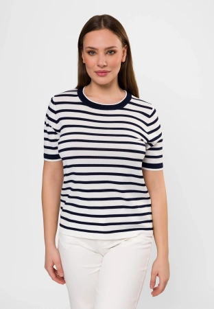 Dzianinowa bluzka w granatowo-białe paski