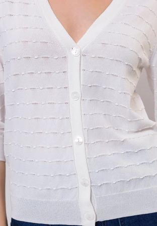 Ecru kardigan z rękawkiem ¾