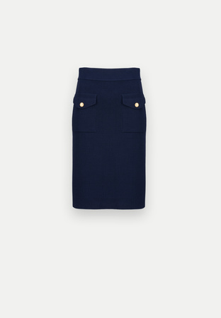 Granatowa spódnica z dzianiny z marynarskimi guzikami