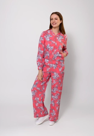 Spodnie z wiskozą w białe kwiaty