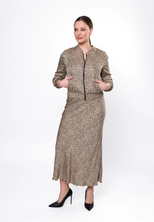 Długa wiskozowa spódnica w drobną panterkę