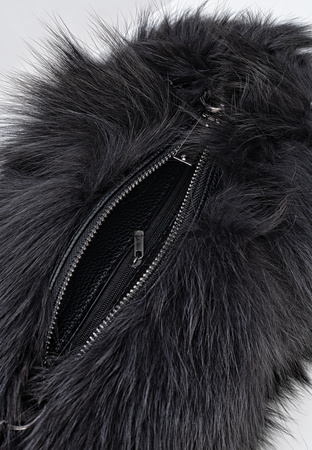 Szara torebka mufka z naturalnego futra