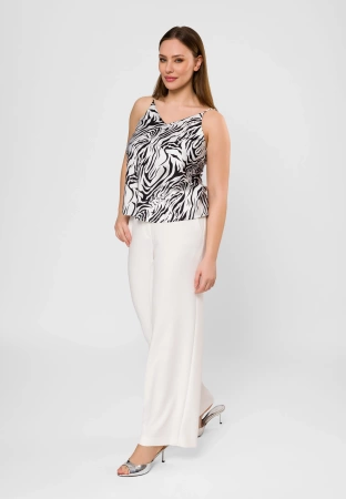 Satynowy top w czarno-biały wzór