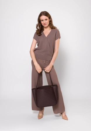 Szerokie spodnie ze strukturalnej dzianiny